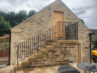 countryside bespoke iron railings on a restored property