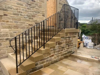countryside bespoke iron railings on a restored property