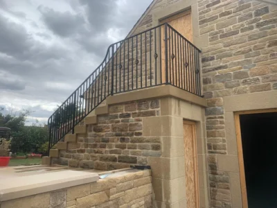 countryside bespoke iron railings on a restored property